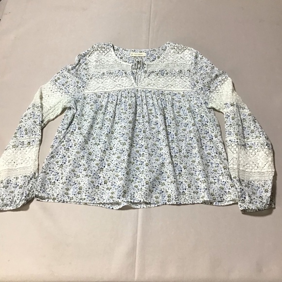 Lucky Brand Floral Lace Blouse - White and Blue - Picture 3 of 11